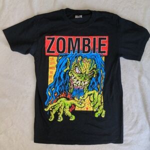 Rob Zombie Graphic Tee Hot Topic Y2K Devil Made Me Do It Horror Metal Punk Small